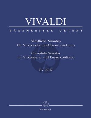Vivaldi 9 Sonatas RV 39 - 47 Violoncello-Bc (edited by Bettina Hoffmann) (Barenreiter-Urtext)