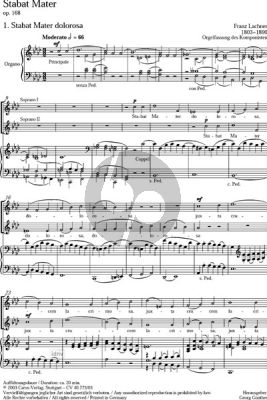 Lachner Stabat Mater Op.168 SS-Orgel [2 Va.- 2 Vc.-Kb] (Orgelfassung) (Georg Günther)