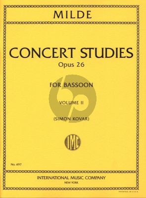 Milde 50 Concertstudies Op.26 Vol.2 (No. 26-50) for Bassoon (Edited by Simon Kovar)