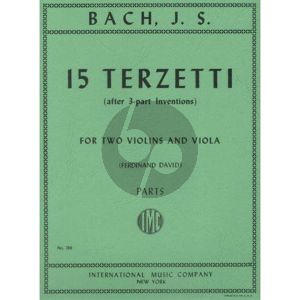 Bach 15 Terzetti BWV 787-801 (after Three Part Inventions) (for 2 Violins and Viola Parts ed. Ferdinand David)