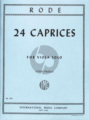 Rode 24 Caprices for Viola (Edited by Louis Pagels)
