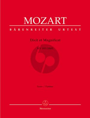 Mozart Dixit et Magnificat KV 193 (186g) STB Soli-SATB- Clarino 1 / 2 - 3 Trb.-Timp.- 2 Vi.-Bc Partitur
