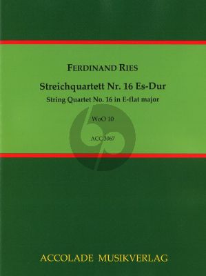 Ries Quartet WoO 10 E-flat major String Quartet (Score/Parts) (Schmidt)