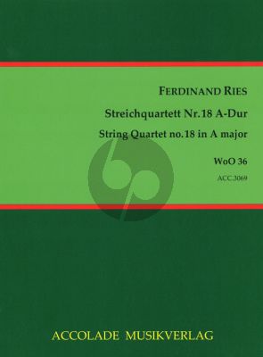 Ries Quartet WoO 36 A-major 2 Violins-Viola-Violoncello (Score/Parts) (Jurgen Schmidt)