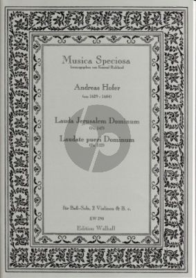 Hofer Lauda Jerusalem Dominum (Psalm 147 ) & Laudate Pueri Dominum (Psalm 112 ) Bass-Solo- 2 Vi.-Bc