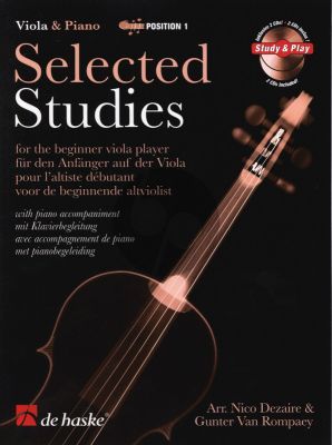 Dezaire-Rompaey Selected Studies for the beginner Viola Player (Bk- 2 Cd's) (1st Position + Piano Accompaniment)