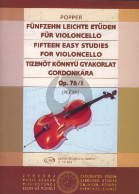 Popper 15 Easy Studies Op.76 Vol.1 (with 2nd cello ad lib.) (Pejtsik) (EMB)