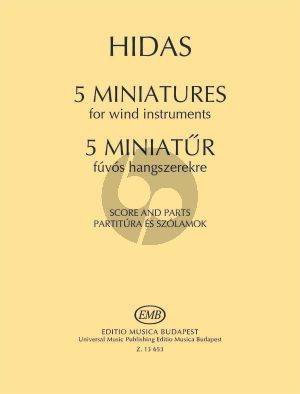 Hidas 5 Miniatures for 2 Clarinets, 2 Horns and 2 Bassoons Score and Parts