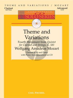 Mozart Theme and Variations (from Quintet KV 581 Clarinet-Strings) for Clarinet and Piano Book with Cd (advanced level)