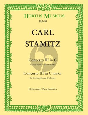 Stamitz Konzert No. 3 C-dur für Violoncello und Orchester (Klavierauszug) (Walter Upmeyer)