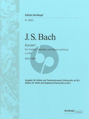 Bach Konzert a-moll BWV 1041 Violine-Streicher-Bc Klavierauszug (Siegfried Petrenz)