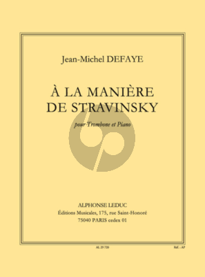 Defaye A la maniere de Strawinsky Trombone-Piano