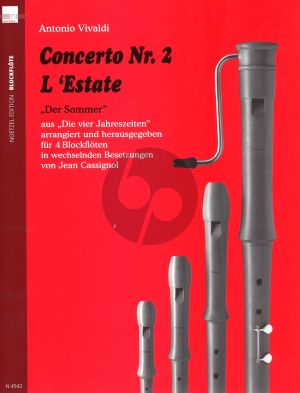 Vivaldi Concerto No.2 L'Estate Op.8 No.2 RV 315 (4 Recorders [ATTB/ATBB) (Score/Parts) (Cassignol) (very advanced)