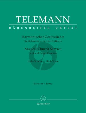 Telemann Harmonischer Gottesdienst (Lent and Easter Cantatas) High Voice-Melodic Instr.-Bc (Score/Parts) (Gustav Fock / Ute Poetzsch)