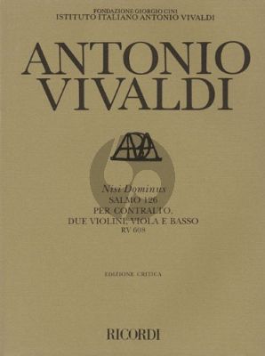 Vivaldi Nisi Dominus RV 608 (Psalm 126) Alto Voice- 2 Vi.-Va.-Basso (Score) (Michael Talbot)