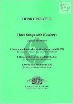 3 Songs with Hautboys from Orpheus Britannicus Tenor/Bass- 2 Oboes-Bc