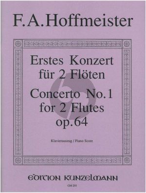 Hoffmeister Konzert No.1 D-dur Op. 64 2 Flöten und Orchester (Klavierauszug) (Hermann Muller)