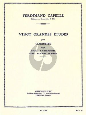 Capelle 20 Grands Etudes pour Clarinette