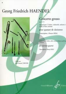 Handel Concerto Grosso Op.6 No.10 3 Clar.[Bb]-Bass Clar.[Bb] (Score/Parts) (arr. F.Heau) (adv. grade 7)