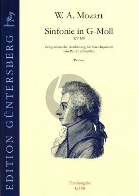 Mozart Sinfonie g-minor KV 550 arranged for String Quintet Score (arranged by Peter Lichtenthal) (Herausgeber Gunter von Zadow)
