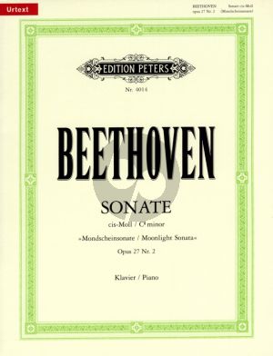 Beethoven Sonata No.14 Op.27 No.2 C-sharp minor (Moonlight Sonata) for Piano (edited by J.Fischer) (Peters-Urtext)