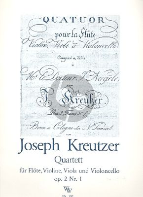 Kreutzer Quartett D-Dur Op.2 No.1 Flöte-Violine-Viola-Violoncello (Stimmen)