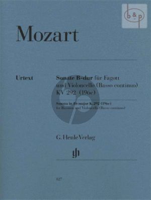 Mozart Sonate B-dur KV 292 (196C) Fagott und Violoncello [Bc] (Henrik Wiese) (Henle-Urtext)