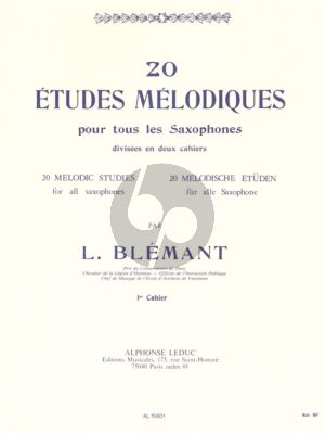 Blemant 20 Etudes Melodiques Vol.1 tous les Saxophones