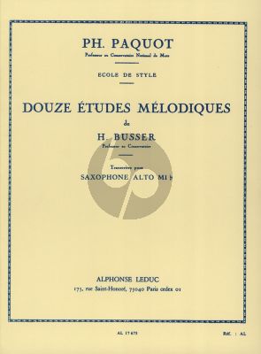 Paquot 12 Etudes Melodiques de Henry Busser pour Saxophone Alto