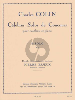 Colin Solo de Concours No.1 Op.33 Hautbois et Piano (ed. Pierre Bajeux)