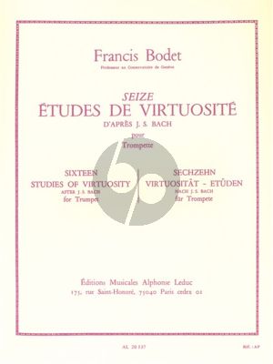 Bodet 16 Etudes de Virtuosite d'apres Bach Trompette (Grade 8)