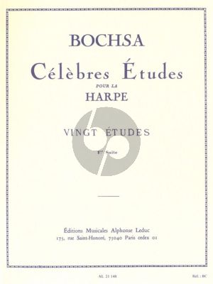 Bochsa 20 Etudes Vol.1 pour Harpe (Hasselmans) (Grade 4)