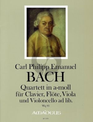 Bach Quartett a-moll WQ 93 Klavier-Flöte-Viola mit Vc. ad lib. (Part./Stimmen) (Peter Reidemeister)