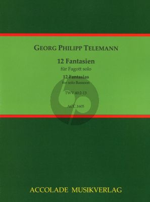 Telemann 12 Fantasies TWV 40:2-13 for Bassoon [Fagott] Solo (arr. Nikolaus Maler)
