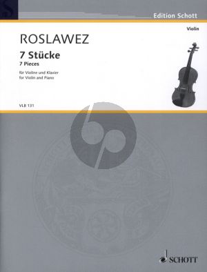 Roslawez 7 Stucke (1929) fur Violine und Klavier (Erstausgabe herausgegeben von Marina Lobanova) (Grade 4)