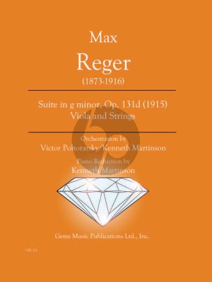 Reger Suite g-minor Op.131d (Viola-Strings) red. Viola - Piano (Orchestration by Victor Pltoratsky and Kenneth Martinson) (Urtext)
