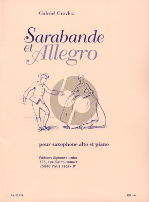 Grovlez Sarabande et Allegro pour Saxophone Alto et Piano