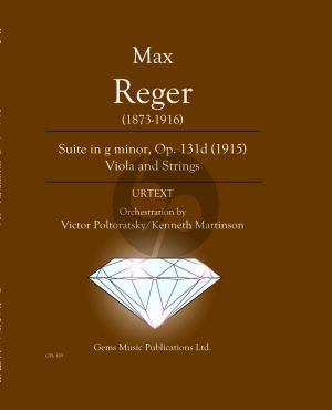 Reger Suite g-moll Opus 131d Viola - Orchestra Score - Parts (Orchestration by Victor Poltoratsky / Kenneth Martinson)