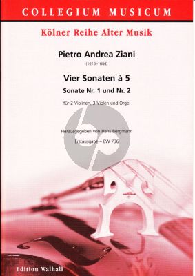 Ziani 4 Sonatas a 5 from Op.7 (No.1 - 2) (2 Vi.- 3 Va.-Organ) (First edition edited by Hans Bergmann) (Score/Parts)