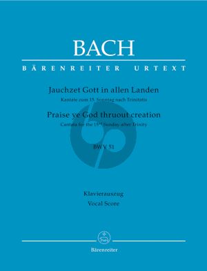 Bach J.S. Kantate BWV 51 Jauchzet Gott in allen Landen Vocal Score (Praise ye God thruout creation BWV 51) (German / English)