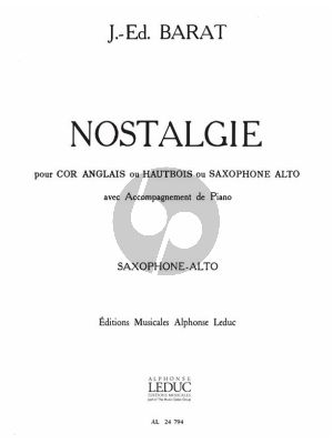 Barat Nostalgie pour Saxophone alto et Piano