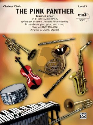 Mancini The Pink Panther Clarinet Choir (4 Clar.[Bb]- Alto Clar.(5th.Clar.[Bb]-Bass Clar.-Piano- Guitar-Bass-Drums) (Score/Parts) (arr.Custer)