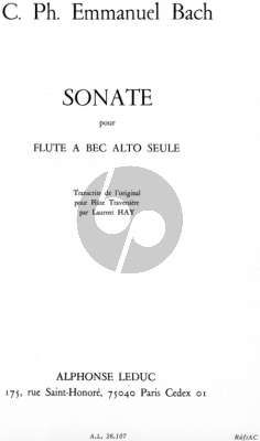 Bach Sonate Treble Recorder solo (transcr. Laurent Hay)