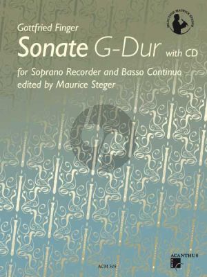 Finger Sonate G-dur (Bk-Cd) ((Play-Along CD in 3 Tempi) (edited by Maurice Steger)
