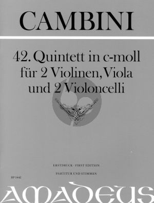 Cambini Quintet No.42 c-minor 2 Violins-Viola-2 Violoncellos (Score/Parts) (Bernhard Pauler)