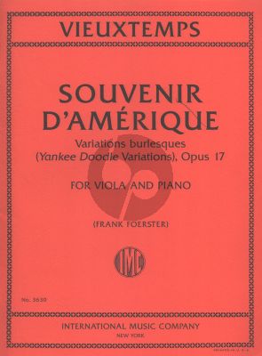 Souvenir d'Amerique Op.17 "Yankee Doodle" Viola and Piano
