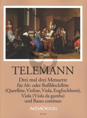 Telemann Drei mal drei Menuette fur Alt- oder Bassblockflote [Flute[Vi./Engl.Horn] Engl.Horn/Vi.]-Viola[Gamba] und Bc (edited by Klaus Hofmann)