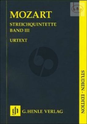 Quintets Vol.3 (KV 593 and KV 614 (Strings) (Study Score)