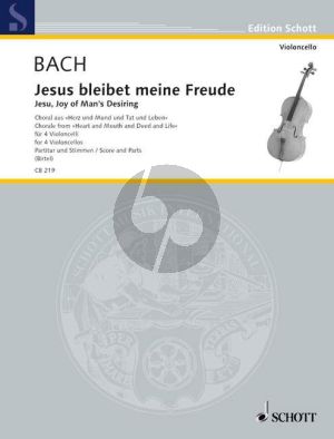 Bach Jesu, Joy of Man's Desiring BWV 147 4 Cellos (Score/Parts) (arr. Wolfgang Birtel)
