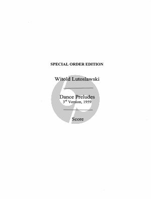 Lutoslawski Dance Preludes Third Version 1959 for Nonet, 4 Strings and Wind Quintet Score